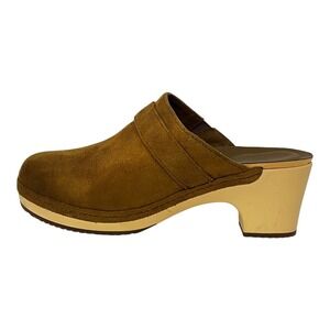 Crocs Womens Brown Suede‎ Leather Platform Heel Clogs Size W8